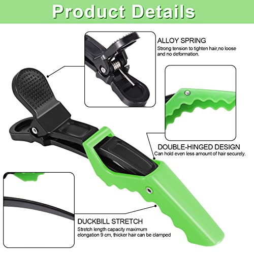 Heyu-Lotus 10Pcs Crocodile Clips Hair,Professional Hair Clips For Styling, Sectioning Hair Clips Women Plastic Alligator Hairclip with Nonslip Gr