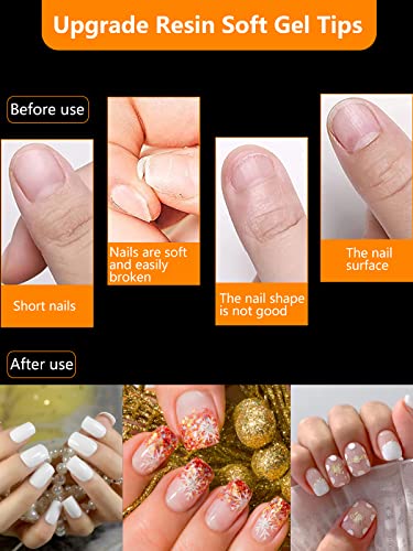 Deciniee 504Pcs Clear False Nails,12 Sizes Semi-Frosted Flat Square Shape Short Fake Nails,Invisible Armor Full Cover Press on Nails,Nail Tips Ki