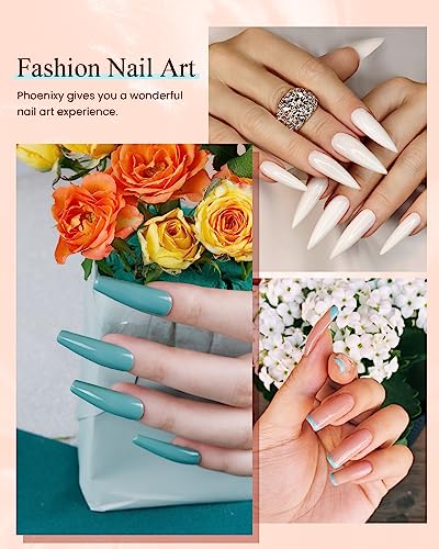 Poly Nail Gel Kit, Phoenixy 9 Colors Nail Builder Extension Gel Kit, with Slip Solution Glossy Matte Base Top Coat Exquisite Tools, Complete Nail