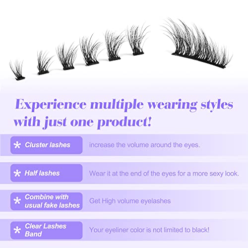 Newcally Eyelashes Half Lashes Natural Cat Eye Wispy False Eyelashes Fluffy Volume Strip Fake Eyelashes Accent Corner 3/4 Eye Lashes Cluster DIY