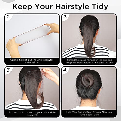 PROUSKY 20 Pcs Hair Nets, Hair Bun Holder Hairnets for Bun Hair Nets Invisible Elastic Edge Mesh Ballet Bun Net Holder for Women Girls Dance Nurs