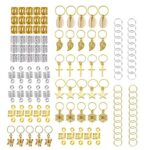 nuoshen 120 Pieces Hair Cuffs and Braid Rings, Metal Hair Charms Hair Braiding Beads for Hair Decorations Pendants