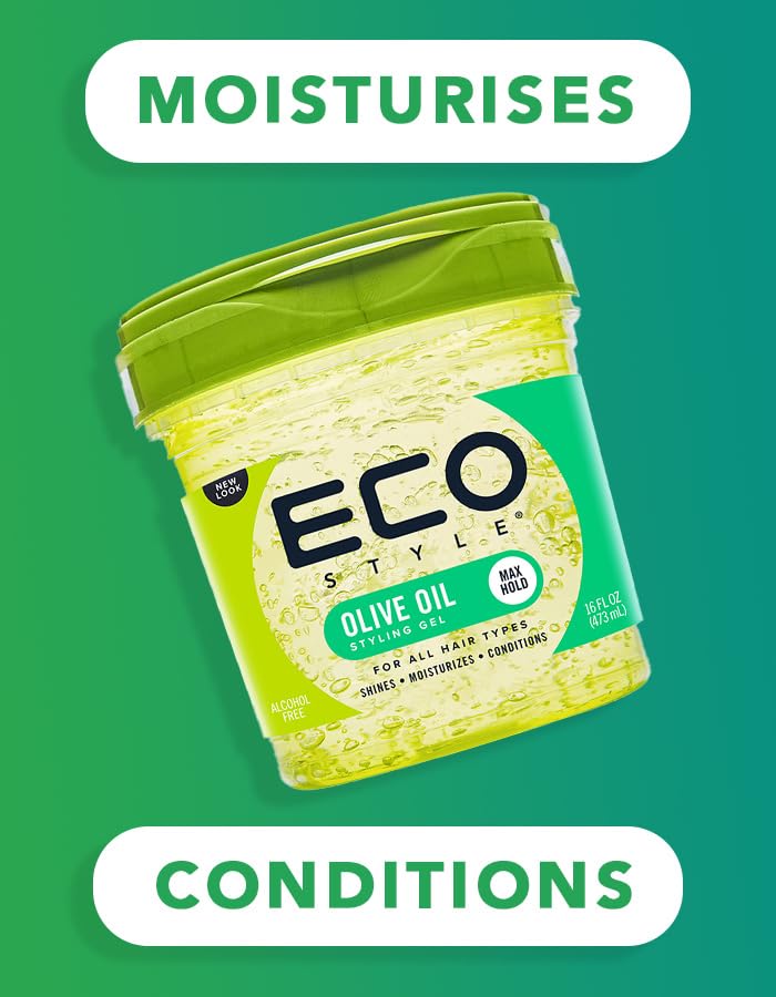 Ecostyle Olive Oil Styling Gel, All Day Hold, Alcohol Free, Paraben Free, Sulphate Free, No Flaking, Anti-Itch, 473 ml