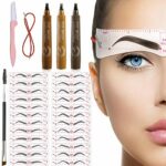 TEUVO 24 Styles Eyebrow Stencils for Beginners, Reusable Eyebrow Shaper Kit with 1 Brow Brush 1 Eyebrow Razor Trimmer and 3 Pens, Eyebrow Kit for