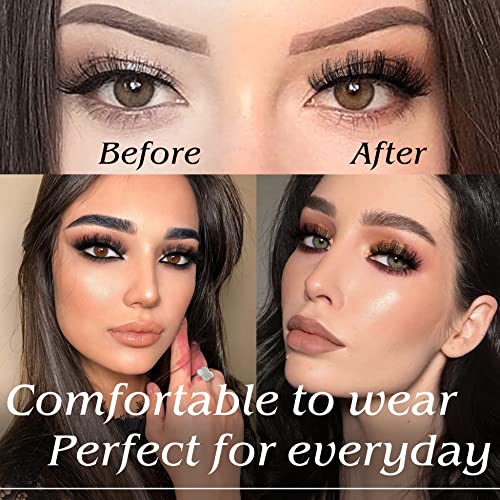 False Eyelashes D Curl Lash Strips Fluffy Wispy Mink Lashes Look Like Extensions Russian Strip Lashes Natural Look Volume Dramatic Short Fake Eye