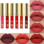 Beauty Glazed NEW Matte Liquid Lipstick Set Light to Deep Red Colors Waterproof Long Lasting Non-Stick Cup Lip Gloss Intense pigments, Cruelty Fr