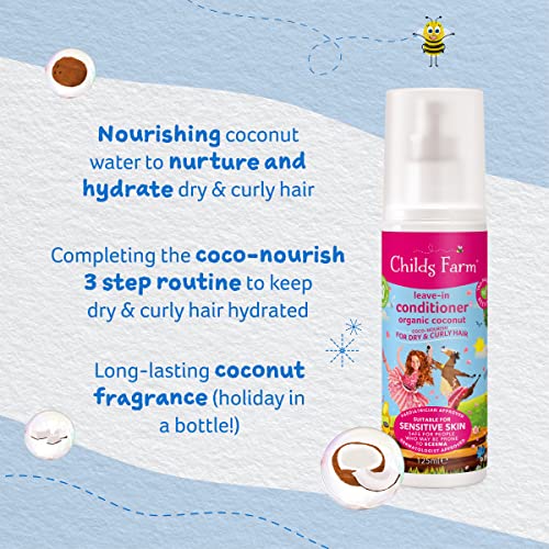 Childs Farm | Kids Coco-Nourish Leave in Conditioner 125ml | Organic Coconut | Dry, Curly & Coily Hair | Conditions & Nourishes | Suitable for Dr