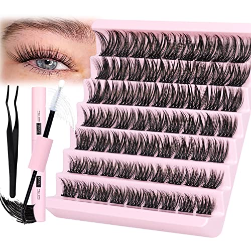 False Eyelashes Natural Look Eye Lashes Wispy CC Curl Russian Eyelashes 14mm Clear Band Strip Lashes That Look Like Extensions Cat Eye Lashes Pac