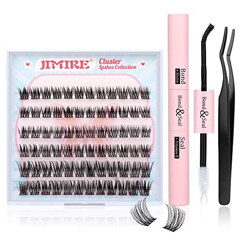Lash Clusters DIY Eyelash Extension Kit with Bond Seal Tweezers Individual Lashes Kit 10-12-14MM Mixed Length D Curl Wispy 72Pcs Clusters Lashes