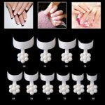 Mwoot 500 Pcs French Short False Nail Art Tips, Crescent Shape Acrylic Finger Sticker Extension Tool, 10 Sizes (White)
