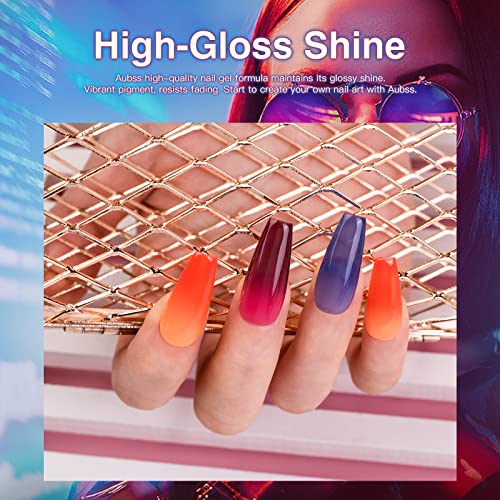 AUBSS Colour Changing Gel Nail Polish Set, 6 Colours Temperature Change Gel Polish Thermal Mood Chameleon Soak Off UV Gel Nail Kit Red Blue Orang