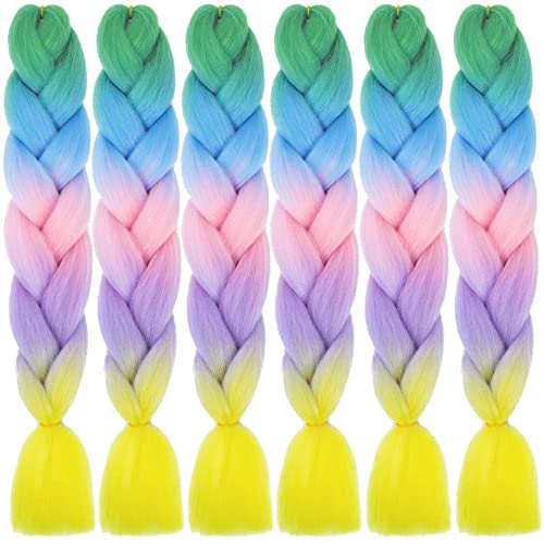 LDMY Hair for Braiding-Jumbo Braids, Long Colorful Ombre Pink Purple Jumbo Braiding Hair Extensions Kanekalon Jumbo Braid Wigs for Women Syntheti