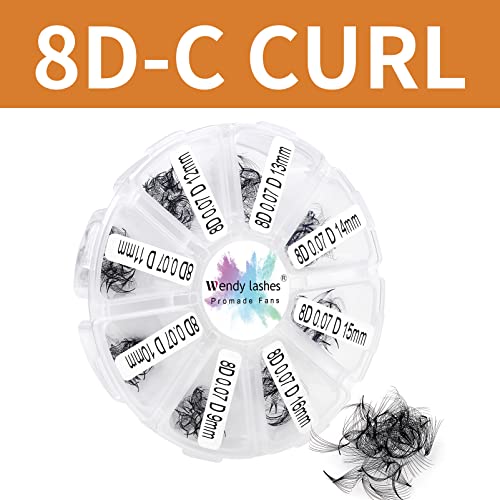 Pre Made Fan Volume Eyelash Extensions 10D 0.07mm D Curl 500 Fans 9-16mm Mixed Tray Premade Fans Loose Volume Lash Extensions Handmade Promade Lo