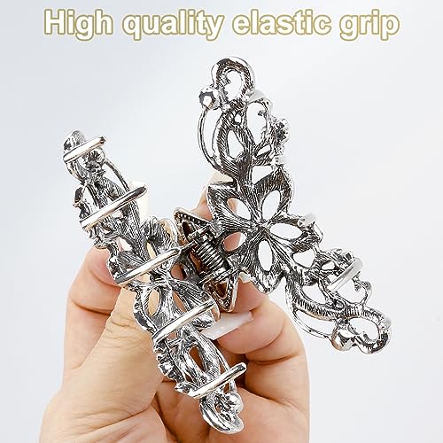 Jagowa Vintage Hair Claw Clips Rhinestone Shiny Flower Butterfly Claw Clips Retro for Women Girls Wedding Bridal