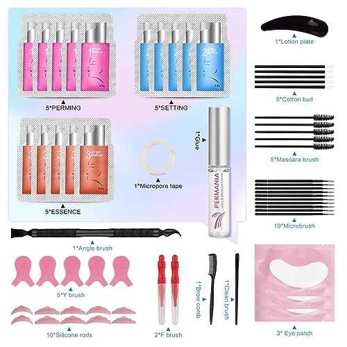 PERMANIA 2023 Lash Lifting Set & Eyebrow Lifting Set, Eyelash Lift Kit, Complete Accessories, Curled Eyelashes & Thick Eyebrows, Great as Mother'