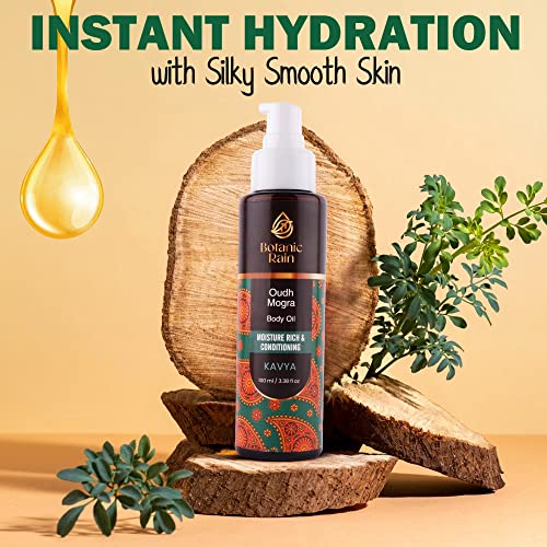 Botanic Rain Organic Body Oil with Oudh & Mogra, Ayurvedic Natural Body Massage Oil, Aromatic Bath Oil Moisturizing & Hydrating - Massage Oil