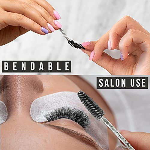 Eyelash Brush Pack of 50 - Bendable, Lightweight Disposable Mascara Wands - 10cm Long Eyelash Spoolies for Lash Extensions, Eyebrows Contouring a