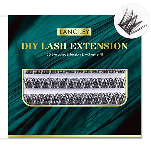 Lanciley Individual Lashes 45 Clusters Lashes C Curl DIY Eyelash Extension Kit at Home for Make-up Beginner False Eyelashes with Eyelash Glue Twe