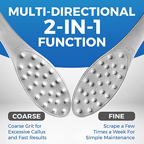 Stainless Steel Foot Scraper - Professional Double-Sided Foot File Callus Remover for Feet - Foot Rasp Scrubber for Wet Or Dry Skin - Easy to Cle
