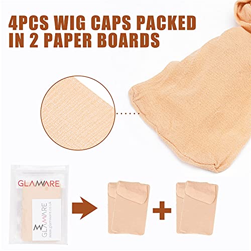 Stocking Wig Cap Ultra Thin - 4 Pieces, Breathable, Sweat Absorber & Stretchable Wig Caps for Women, One Size Fits All (Light Brown)