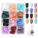 288 Pieces Matte Short False Nails Medium Length, EBANKU 12 Pack Fake Nail Full Cover Acrylic Nails Tips Matte Press on Nails with 8g Nail Glue f