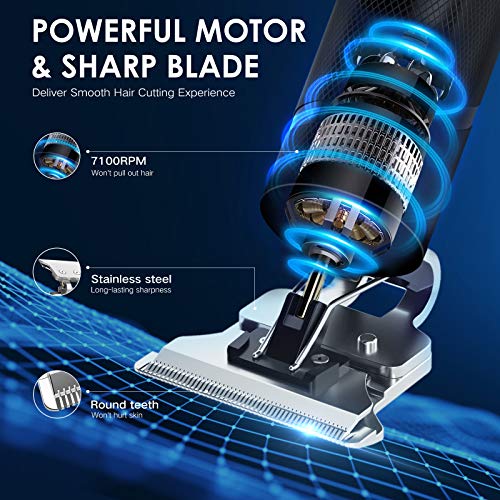 Hair Clippers Men, Professional T Blade Hair Trimmer, Precision Beard Trimmer, Cordless Electric Haircut Clippers for Adult Kids, Adjustable Groo