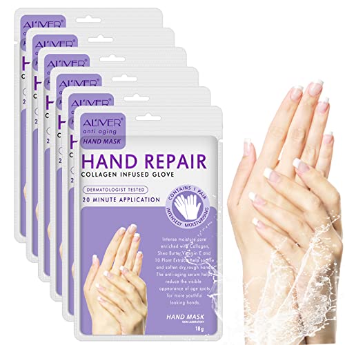 CCKULOOB Hand Mask Hand Moisturizing Gloves Mask for Dry,Cracked Hands,Whitening and Anti-aging,Repair Rough Skin (4 Packs, Lavender)
