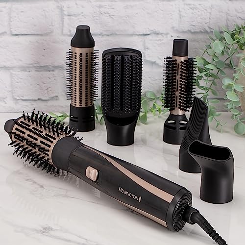 Remington Blow and Dry Caring Air Styler - Hair Dryer, Hot Brush and Hair Curler for All Hair Lenghts, 6 Attachments, 1200 Watts, AS7700