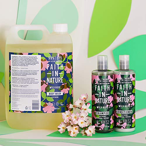 Faith In Nature Natural Wild Rose Shampoo, Restoring, Vegan & Cruelty Free, No SLS or Parabens, For Normal to Dry Hair, 400ml