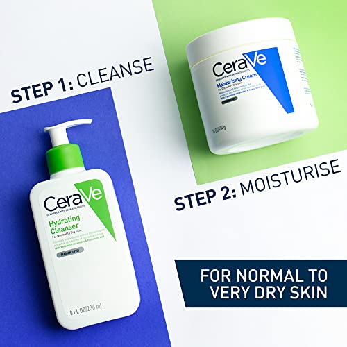 CeraVe Deep Hydration 2-Step Routine for Dry Skin | Cleanser 236 ml and Moisturising Cream 454 g