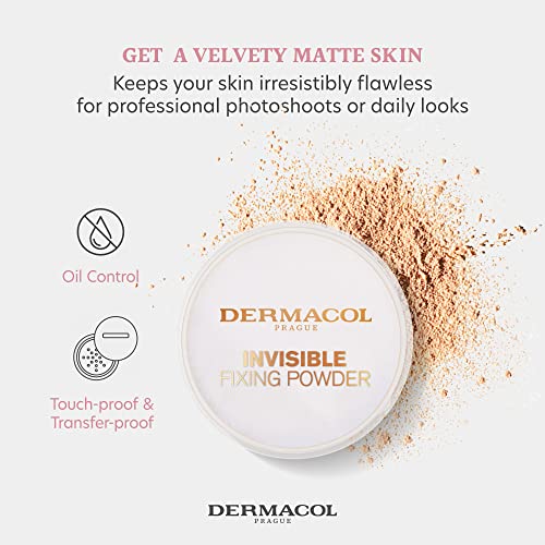 Dermacol - Invisible Fixing Face Powder, Touch-proof Translucent Setting Powder for Oily Skin & Other Skin Types, Loose Powder Makeup, Frangrance