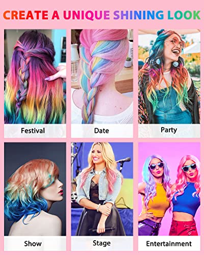 Hair Chalks for Girls, 8 Pcs Washable Hair Chalk Dye for Kids, Portable Non-Sticky Temporary Bright Hair Dye, Hair Spray Color for Kids Women Gif