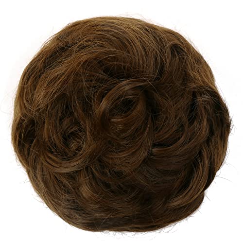JJstar Messy Hair Bun Curly Wavy Hair Scrunchies Accessories Pieces for Women Girls Synthetic Hair Chignons (Dark Brown)