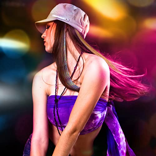 FEQO Hair Tinsel Kit with 3600 Strands Hair Tinsel 48 Inches 18 Colours Heat Resistant Sparkle Shiny Tinsel Hair Extensions Micro Beads Pulling L