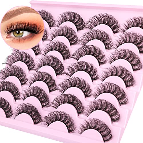 False Eyelashes D Curl Lash Strips Fluffy Wispy Mink Lashes Look Like Extensions Russian Strip Lashes Natural Look Volume Dramatic Short Fake Eye