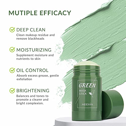 Green Tea Cleansing Mask Stick,Green Mask Stick,Green Tea Face Mask,Deep Cleansing Clay Mask,Reduce Blackheads,Poreless Deep Cleanse Green Tea Pu