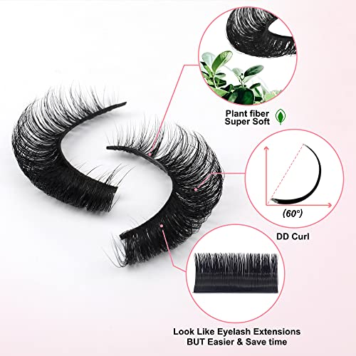 Newcally Eyelashes Russian Strip Lashes Natural Wispy Fluffy Thick Fake Eyelashes Plant Fiber Cat Eye 3D False Eye Lashes 5 Pairs Pack
