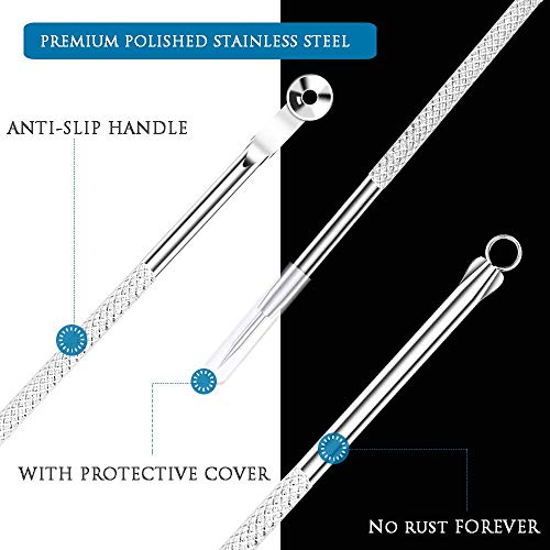 Blackhead Remover Kit, Extractor Removal Set Professional Stainless Steel Pimple Popper Tool Treatment for Whitehead Blemish Acne Comedone Pimple