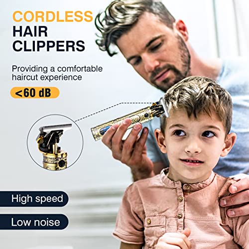 Hair Clippers Cordless Beard Trimmer Men Vintage T9 Fade Barber Machine Gold Zero Gap Electric Shape Up Professional Haircut with LCD USB Birthda