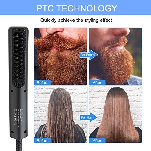 Lidasen Beard Straightener Combs for Men, Multifunctional Ionic Hair Beard Straightener Brush Heated Beard Brush for Men Electric Hair Straighten