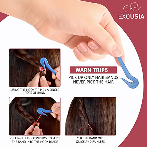 Exousia Clear Elastic Hair Bands 500 Pcs 170mm strong with Hook–Soft for Band Removal, Elastic Hair Ties for Women, Girls & Kids Clear Rubber Ban