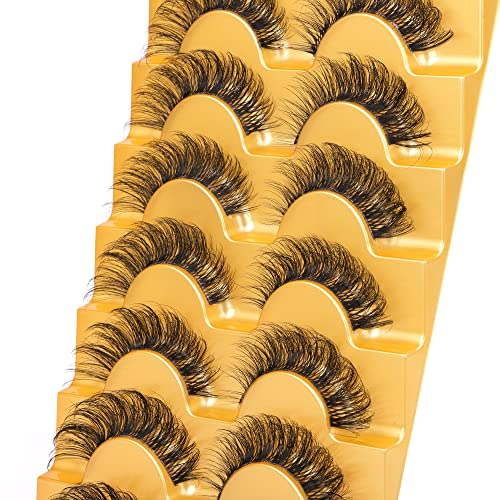 JIMIRE Cat Eye Eyelashes Natural Lashes Fluffy 15mm 3D Clear Band Faux Mink Lashes Fake Lashes 8 Pairs Pack