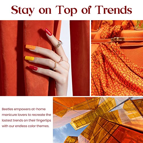 Beetles Gel Nail Polish Set,Fall Winter Colours Yellow Orange Gold Glitter Red Gel Polish Soak Off UV Gel Nail Polish Nail Art Salon Manicure Gel