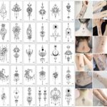 30 Sheets Waterproof Realistic Space Planets Chain Temporary Tattoos Set,Moon Stars Constellations Flowers Fake Tattoo Sticker for Kids Adults Me