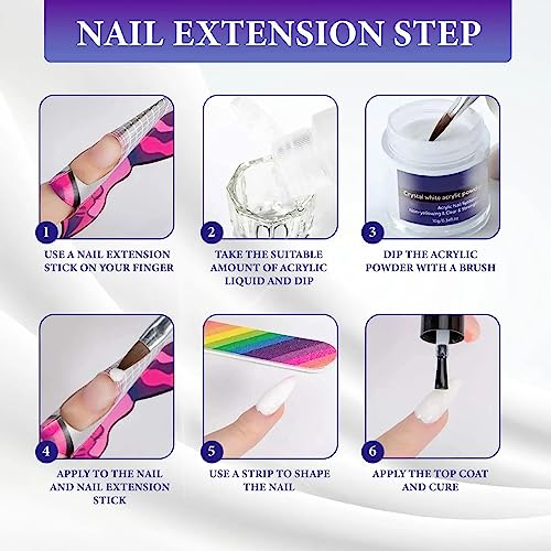 Acrylic Nail Kit - 3 Colors Acrylic Powder Set - Clear White Pink Acrylic Nail Powder for Acrylic Nails Extension Beginner Kit