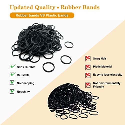 Black Elastic Hair Bands, Yedtreg 500pcs Small Hair Rubber Bands with Box, Soft Mini Hair Elastics Ties Bands for Women Hair, Kids Hair, Braids H