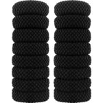 Hanyousheng 16 Pcs Thick Cotton Hair Bands, Seamless Hair Ties, Thick Stretchy Ponytail Holders Elastic Hair Bobbles, No Crease No Slip Hair Band