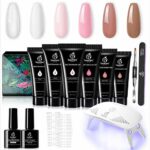Beetles Poly Extension Gel Nail Kit,Builder Nail Gel Nail Enhancement Trial Kit Professional Nail Technician All-in-One French Kit with Mini Nail