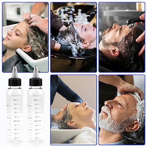 Fantasyon 3PCS Hair Oil Applicator Bottle 120ml Squeeze Oil Applicator Bottle for Hair Oil Bottle Applicator with Caps for Salon Hair Care Colori