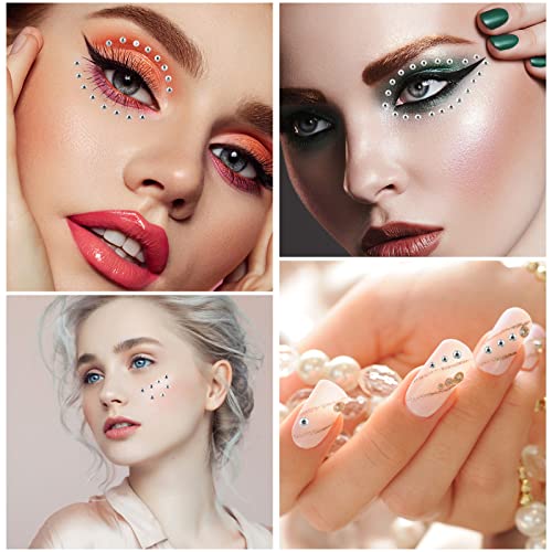 cobee Eye Face Gems,2 Sheets Face Jewels Rhinestones Crystals Stickers with Tweezer Self Adhesive Makeup Diamonds Stick on Face Gem for Women Par